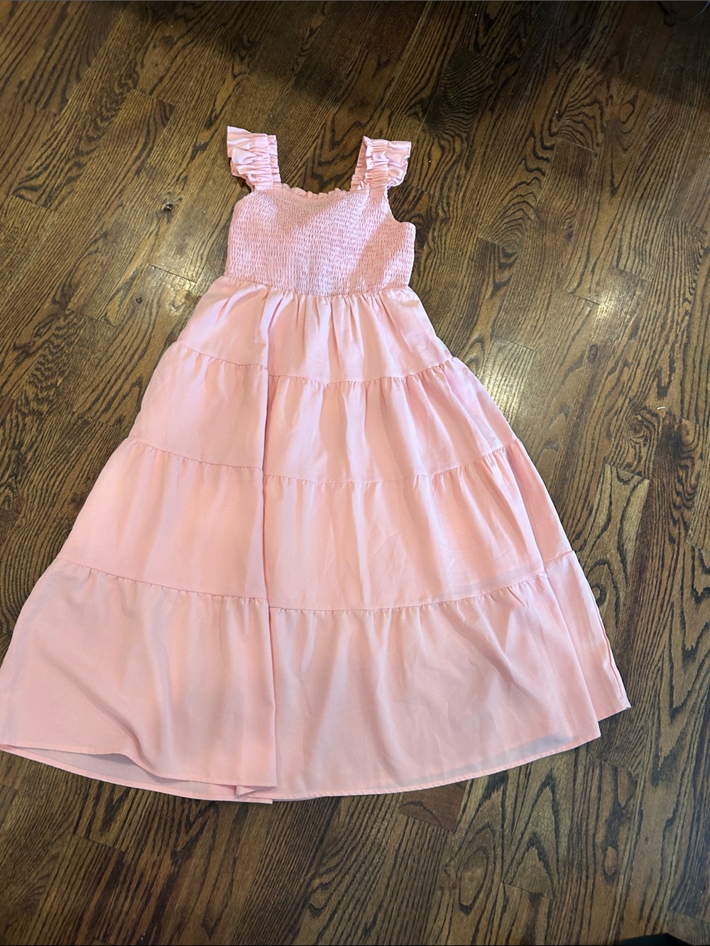 Grace Karin Light Pink Ruffle-Strap Tiered Dress for Girls